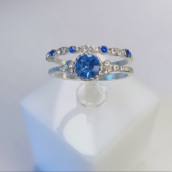 Round Cut SapphireRing 925 Silver - Picture 3 of 6